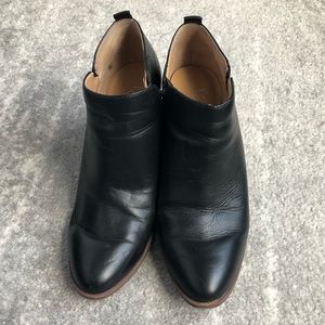 Black leather ankle booties